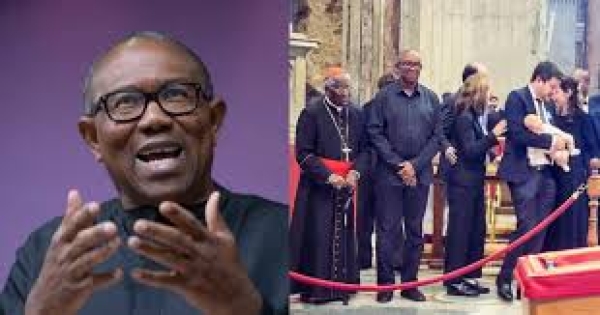 PHOTOS: Peter Obi spotted at Pope’s lying-in-state ceremony