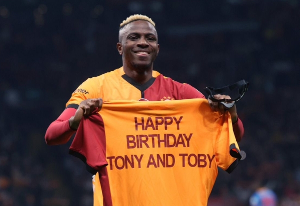 Osimhen gave a special birthday shoutout to Tony Elumelu’s twin sons