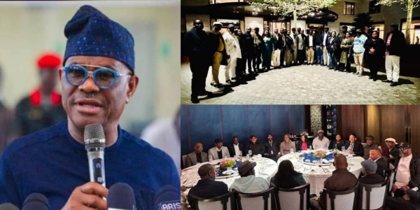 [Video/Photos] Wike Hosts Suspended Rivers Lawmakers In UK