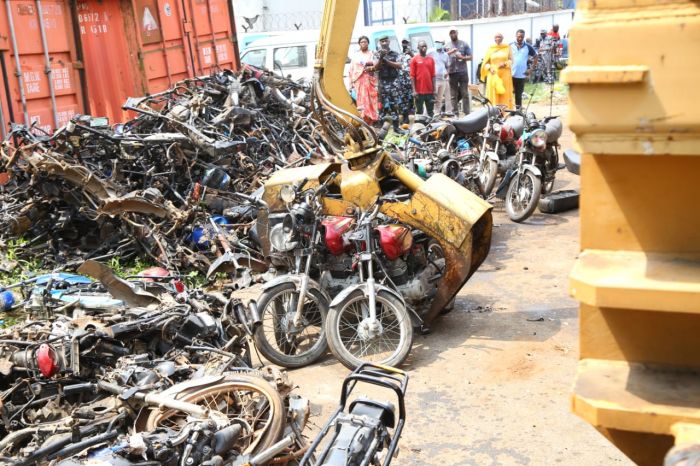 Lagos Crushes 1,500 Seized Motorcycles